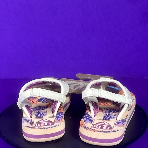 REEF Toddler Girls White/ Pink White Ahi Slingback Sandals Shoe Size 3/4-NEW - Picture 4 of 6